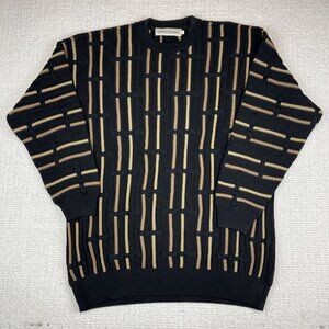 Mondo Uomo Vintage Pullover Sweater Men L Textured Black Brown (coogie style)